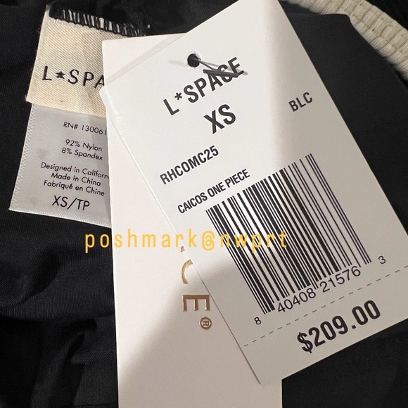 NWT 💯 L*Space Caicos One Piece Belted Halter Swimsuit Swimwear Black White XS - Picture 7 of 14